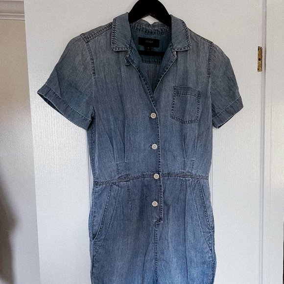 J Crew Chambray Short Sleeve Romper, Size 4 - Picture 1 of 2